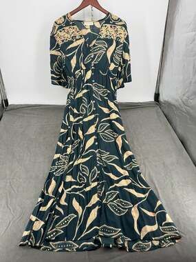 Maison Hotel Samuelle Leaf Print Viscose Maxi Dress Size L